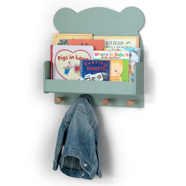 babyGap by Delta Children Brannan Bear Wall Shelf with 4 Hooks, White