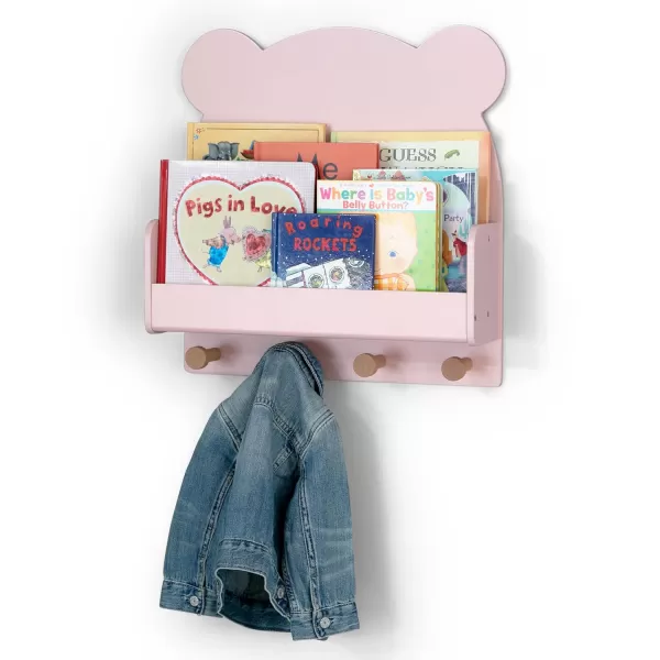 babyGap by Delta Children Brannan Bear Wall Shelf with 4 Hooks, White