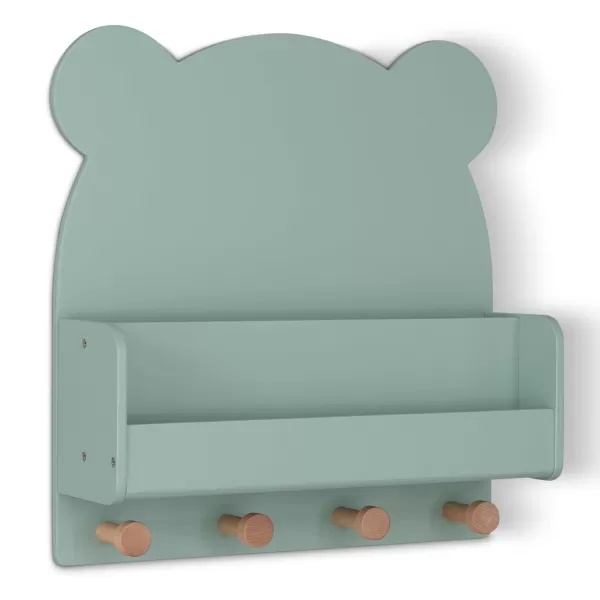 babyGap by Delta Children Brannan Bear Wall Shelf with 4 Hooks, White
