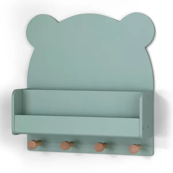 babyGap by Delta Children Brannan Bear Wall Shelf with 4 Hooks, White