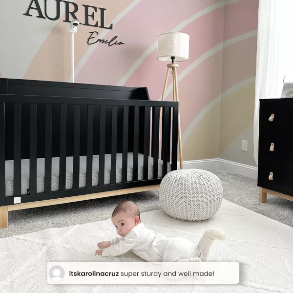 babyGap by Delta Children Oxford 6-in-1 Convertible Crib TrueSleep 2-Stage Deluxe Crib and Toddler Mattress , Navy/Natural