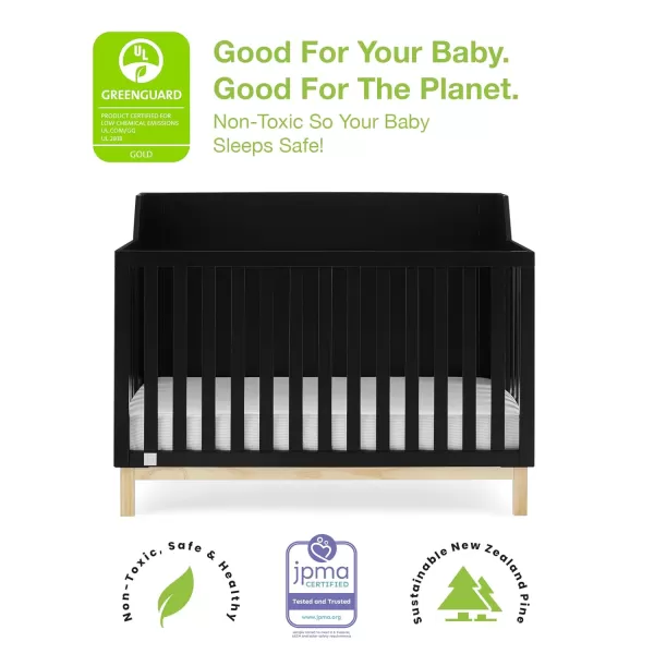 babyGap by Delta Children Oxford 6-in-1 Convertible Crib TrueSleep 2-Stage Deluxe Crib and Toddler Mattress , Navy/Natural