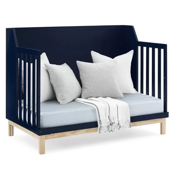 babyGap by Delta Children Oxford 6-in-1 Convertible Crib TrueSleep 2-Stage Deluxe Crib and Toddler Mattress , Navy/Natural
