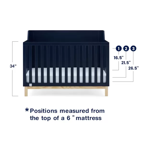 babyGap by Delta Children Oxford 6-in-1 Convertible Crib TrueSleep 2-Stage Deluxe Crib and Toddler Mattress , Navy/Natural
