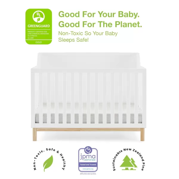 babyGap by Delta Children Oxford 6-in-1 Convertible Crib TrueSleep 2-Stage Deluxe Crib and Toddler Mattress , Navy/Natural