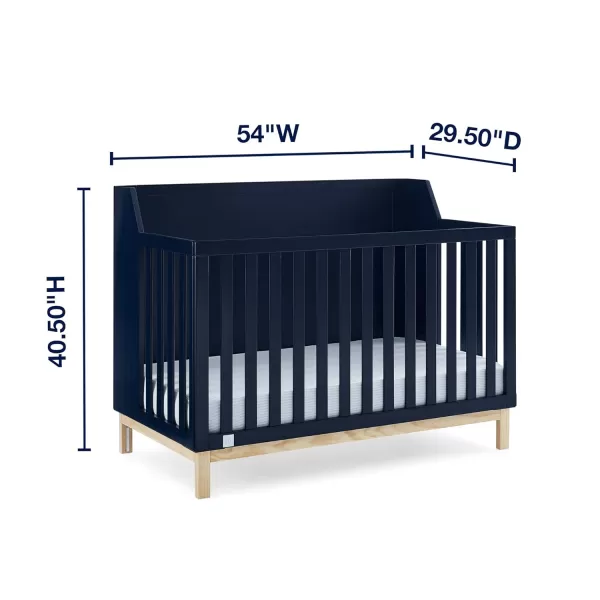 babyGap by Delta Children Oxford 6-in-1 Convertible Crib TrueSleep 2-Stage Deluxe Crib and Toddler Mattress , Navy/Natural