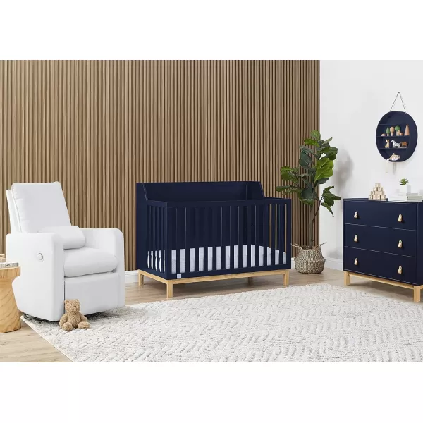 babyGap by Delta Children Oxford 6-in-1 Convertible Crib TrueSleep 2-Stage Deluxe Crib and Toddler Mattress , Navy/Natural