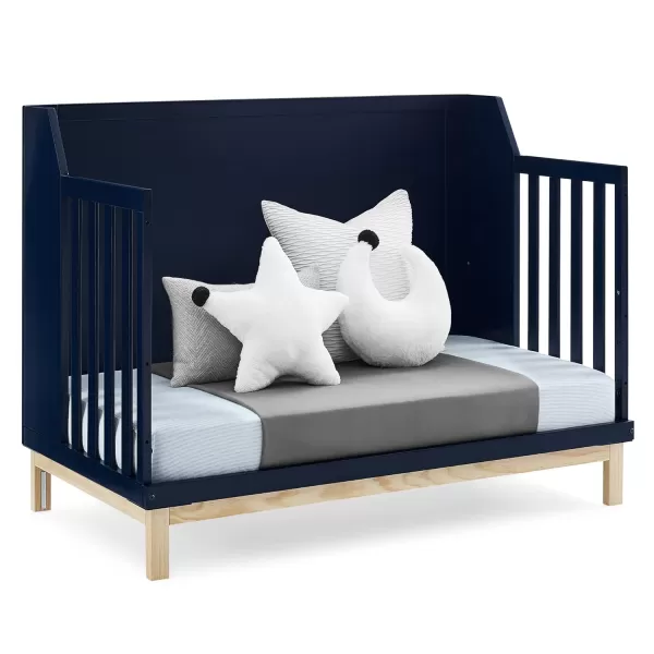 babyGap by Delta Children Oxford 6-in-1 Convertible Crib TrueSleep 2-Stage Deluxe Crib and Toddler Mattress , Navy/Natural
