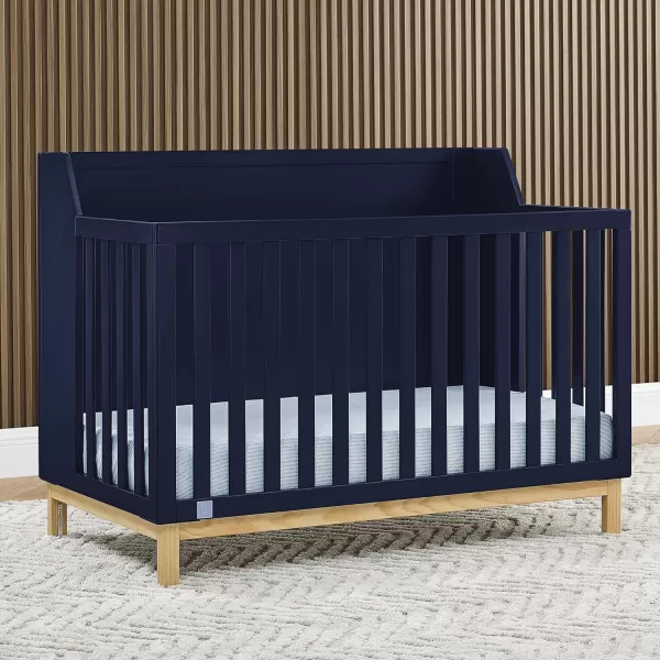 babyGap by Delta Children Oxford 6-in-1 Convertible Crib TrueSleep 2-Stage Deluxe Crib and Toddler Mattress , Navy/Natural