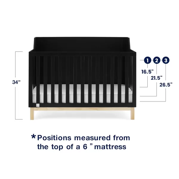 babyGap by Delta Children Oxford 6-in-1 Convertible Crib TrueSleep 2-Stage Deluxe Crib and Toddler Mattress , Navy/Natural