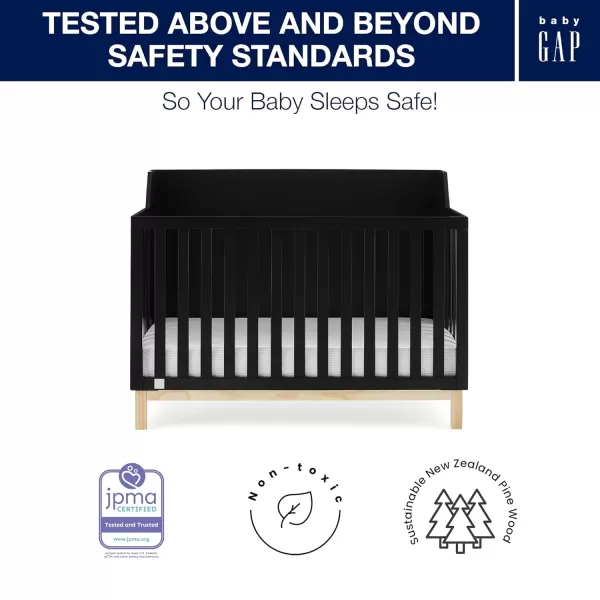 babyGap by Delta Children Oxford 6-in-1 Convertible Crib TrueSleep 2-Stage Deluxe Crib and Toddler Mattress , Navy/Natural