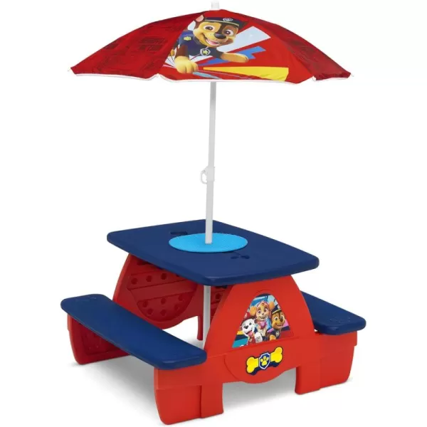 4 Seat Activity Picnic Table with Umbrella and Lego Compatible Tabletop, PAW Patrol