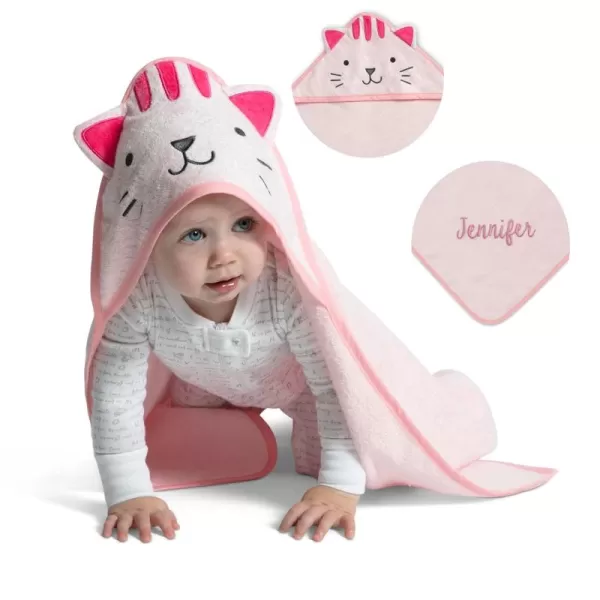 Baby/Infant Hooded Bath Towel - Super Soft and Absorbent- Newborn Essential - Ideal Baby Registry/Shower Gift for Boys and Girls, Pink Cat