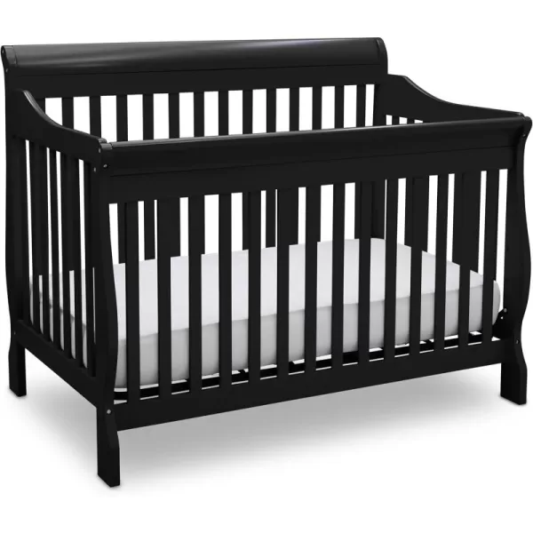Canton 4-in-1 Convertible Crib - Easy to Assemble, Ebony Black