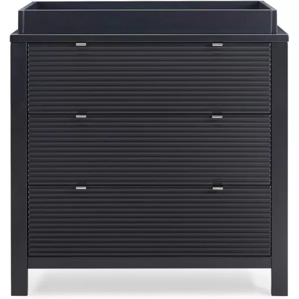 Delta Children Cassie 3 Drawer Dresser with Changing Top and Interlocking Drawers, Midnight Grey