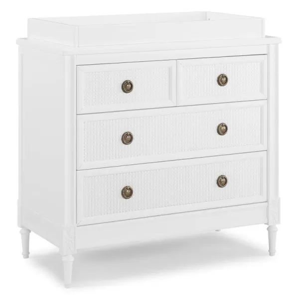 Delta Children Madeline 4 Drawer Dresser with Changing Top and Interlocking Drawers - Greenguard Gold Certified, Bianca White