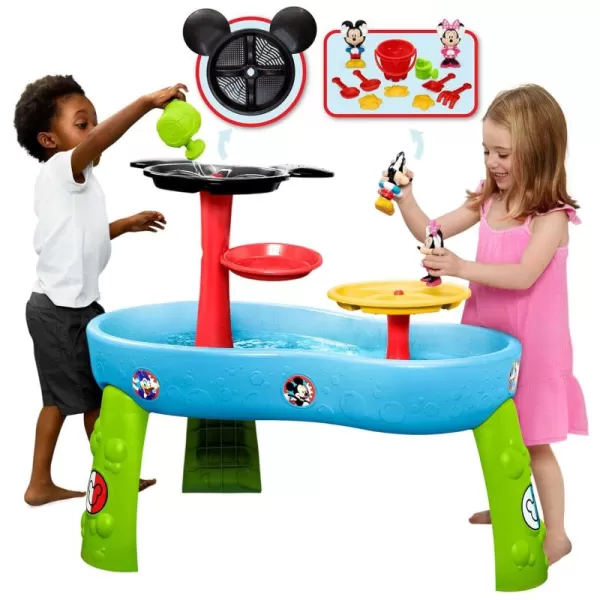 Disney Minnie Mouse Water Table by Delta Children | 3-Tier Water Play Table with 11-Piece Toy Set | Water Sensory Table + Summer Beach Toys for Outside Backyard for Toddlers Ages 2+, Pink