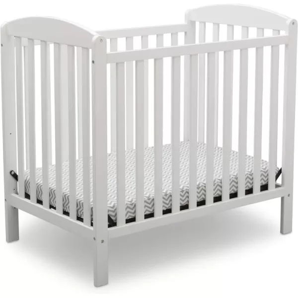 Emery Mini Convertible Baby Crib with 2.75-inch Mattress, Bianca White