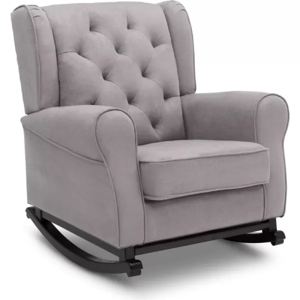 Emma Upholstered Rocking Chair,Wood, Dove Grey