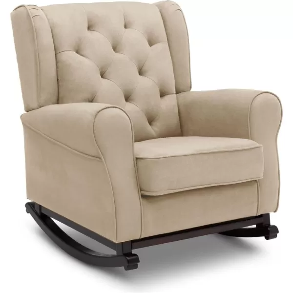 Emma Upholstered Rocking Chair,Wood, Dove Grey