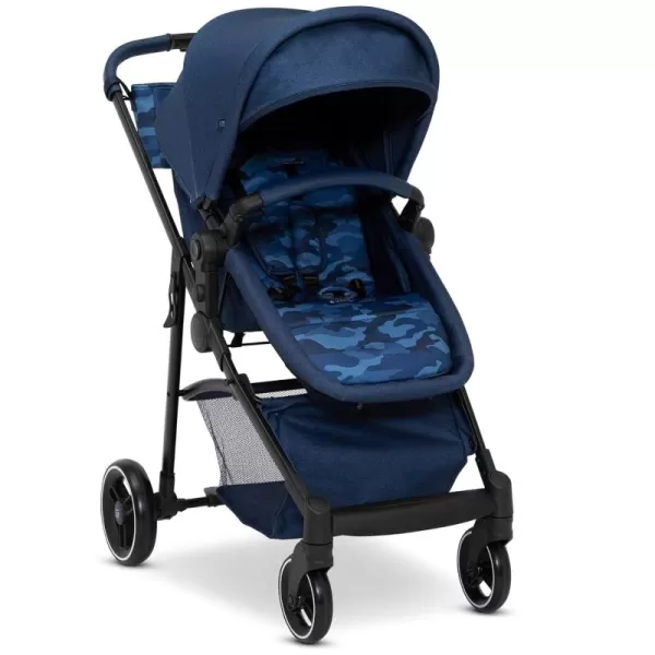 GAP babyGap 2-in-1 Carriage Stroller - Car Seat Compatible - Easy One-Handed Fold - Lightweight Stoller with Oversized Canopy &amp; Reclining Seat - Made with Sustainable Materials, Black Camo