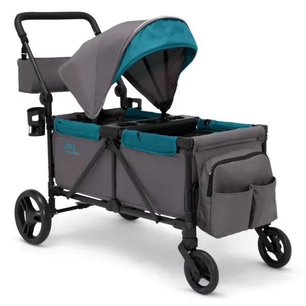 Jeep Sport All-Terrain Stroller Wagon by Delta Children - Includes Canopy, Parent Organizer, Adjustable Handlebar, Snack Tray &amp; Cup Holders, Grey/Olive Green