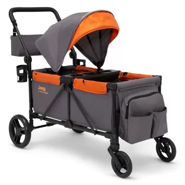 Jeep Sport All-Terrain Stroller Wagon by Delta Children - Includes Canopy, Parent Organizer, Adjustable Handlebar, Snack Tray &amp; Cup Holders, Grey/Olive Green