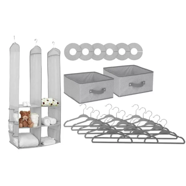 Nursery Storage 24 Piece Set - Easy Storage/Organization Solution - Keeps Bedroom, Nursery &amp; Closet Clean, Dove Grey