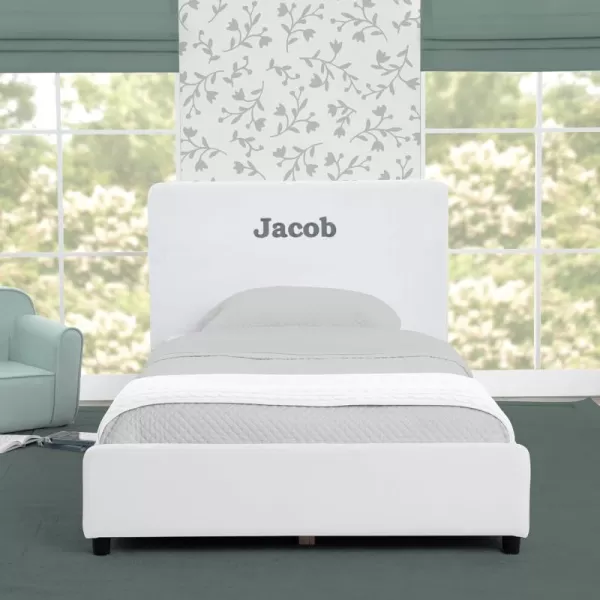 Personalized Upholstered Twin Size Bed with Headboard, Premium Wood Slat Support, No Box Spring Needed, Easy Assembly, Navy Tweed