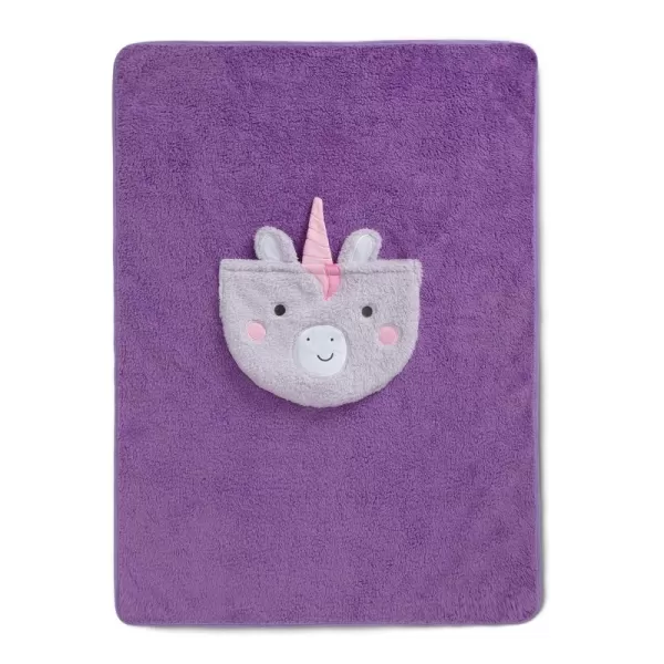 Sherpa Throw Blanket with Storage Pocket for Kids, Magenta Cat