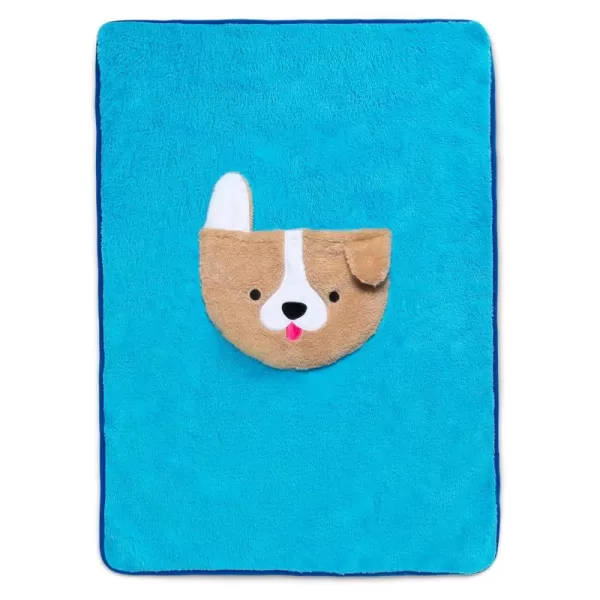 Sherpa Throw Blanket with Storage Pocket for Kids, Magenta Cat