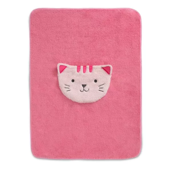 Sherpa Throw Blanket with Storage Pocket for Kids, Magenta Cat