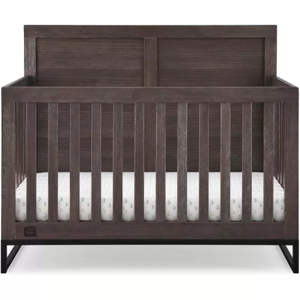 Simmons Kids Foundry 6-in-1 Convertible Baby Crib, Rustic Mist with Matte Black