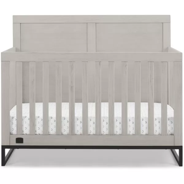 Simmons Kids Foundry 6-in-1 Convertible Baby Crib, Rustic Mist with Matte Black