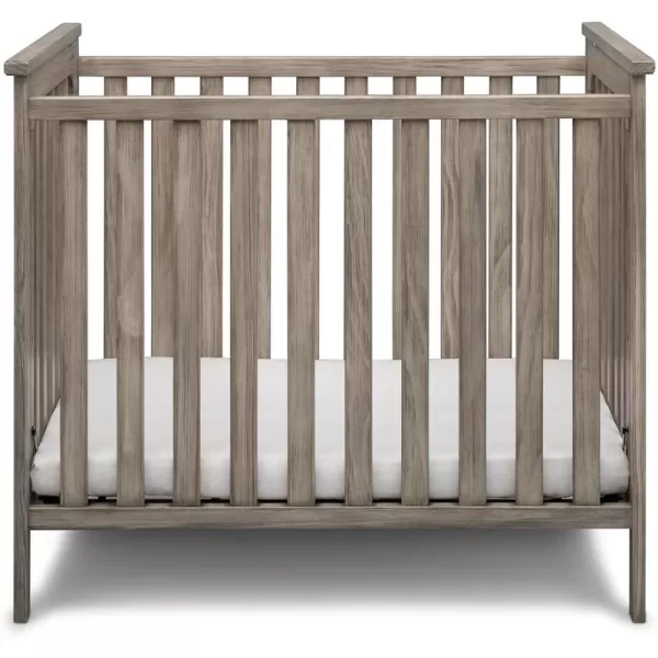 Simmons Kids Monterey Mini Crib with Mattress - Greenguard Gold Certified, Rustic Gray