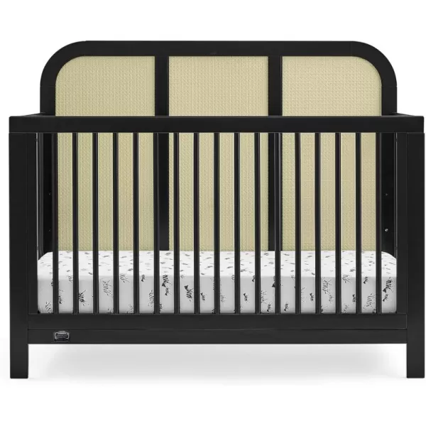 Simmons Kids Theo 6-in-1 Convertible Crib - Greenguard Gold Certified, Black/Textured Almond