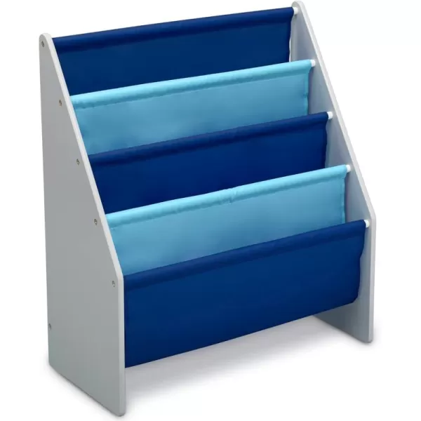 Sling Book Rack Bookshelf for Kids - Easy-to-Reach Storage for Books, Magazines or Coloring Books - Ideal for Playrooms &amp; Homeschooling - Greenguard Gold Certified, Grey/Blue