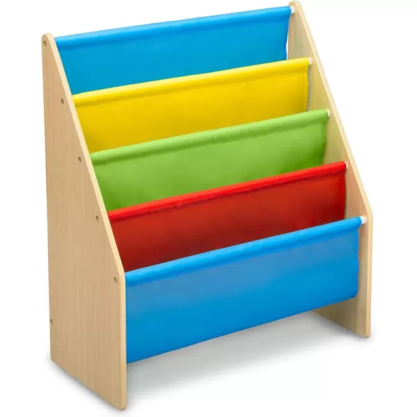 Sling Book Rack Bookshelf for Kids - Easy-to-Reach Storage for Books, Magazines or Coloring Books - Ideal for Playrooms &amp; Homeschooling - Greenguard Gold Certified, Grey/Blue