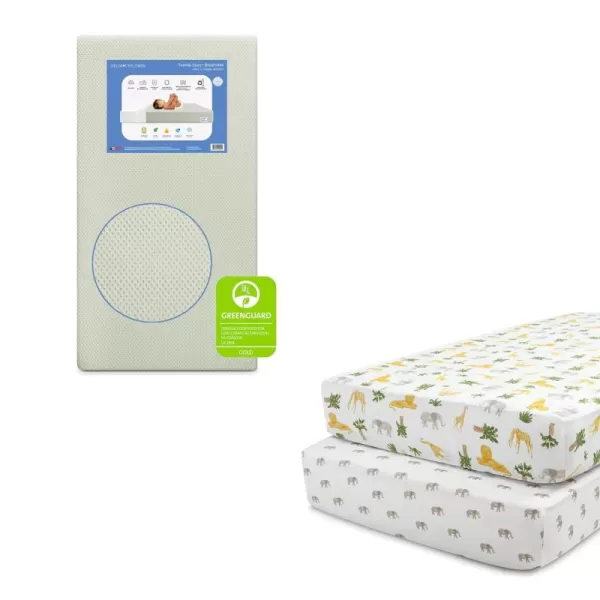 Twinkle Stars Breathable Baby Bed Crib Mattress and Toddler Mattress with Removable/Machine Washable Cover - GREENGUARD Gold – Waterproof - Sustainably Sourced Core Fiber Core, Green
