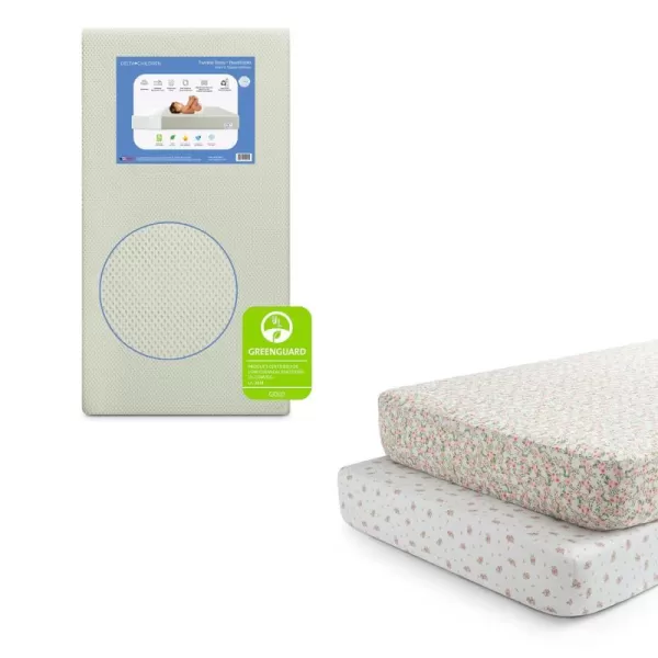 Twinkle Stars Breathable Baby Bed Crib Mattress and Toddler Mattress with Removable/Machine Washable Cover - GREENGUARD Gold – Waterproof - Sustainably Sourced Core Fiber Core, Green