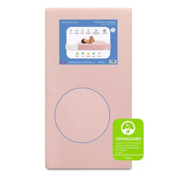 Twinkle Stars Breathable Baby Bed Crib Mattress and Toddler Mattress with Removable/Machine Washable Cover - GREENGUARD Gold – Waterproof - Sustainably Sourced Core Fiber Core, Green