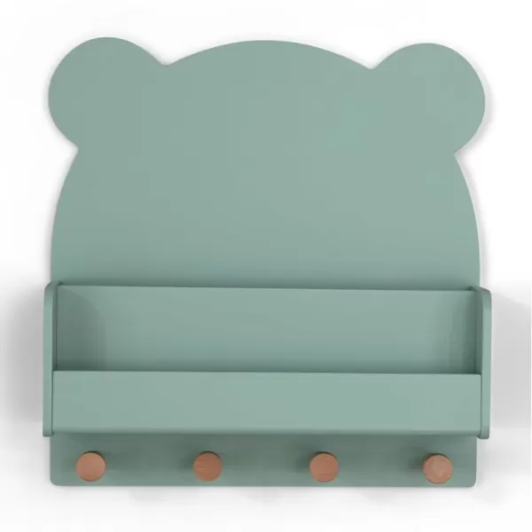 babyGap by Delta Children Brannan Bear Wall Shelf with 4 Hooks, White