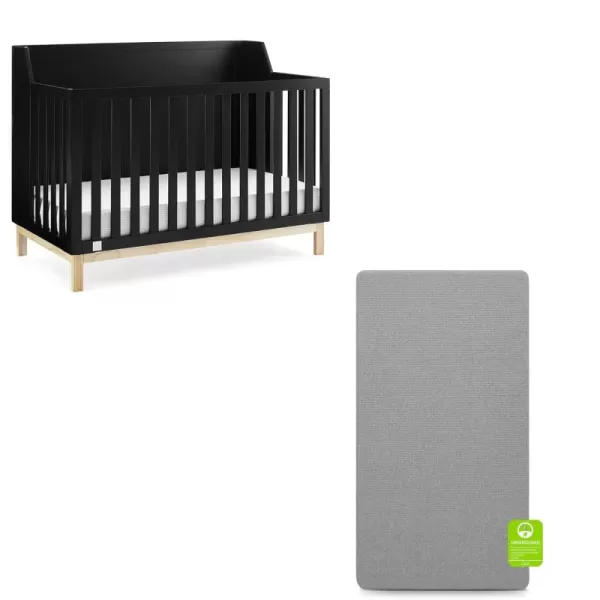 babyGap by Delta Children Oxford 6-in-1 Convertible Crib TrueSleep 2-Stage Deluxe Crib and Toddler Mattress , Navy/Natural