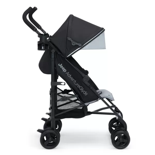 Jeep PowerGlyde Stroller by Delta Children - Lightweight Travel Stroller with Smoothest Ride &amp; Compact Fold, 3-Position Recline, Extra Large Storage Basket, Olive Green
