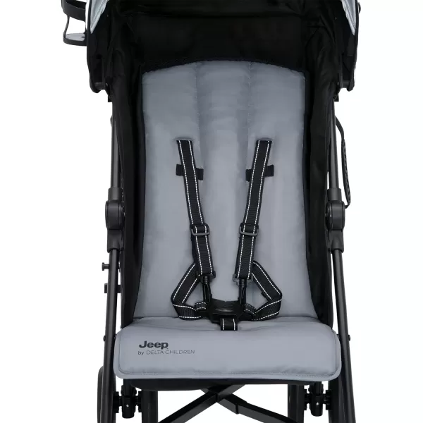 Jeep PowerGlyde Stroller by Delta Children - Lightweight Travel Stroller with Smoothest Ride &amp; Compact Fold, 3-Position Recline, Extra Large Storage Basket, Olive Green