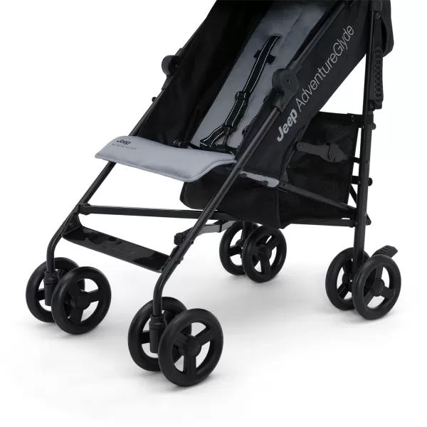 Jeep PowerGlyde Stroller by Delta Children - Lightweight Travel Stroller with Smoothest Ride &amp; Compact Fold, 3-Position Recline, Extra Large Storage Basket, Olive Green