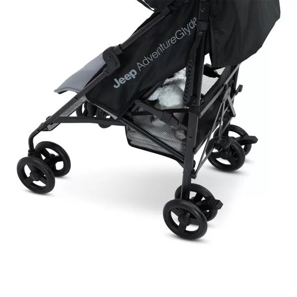 Jeep PowerGlyde Stroller by Delta Children - Lightweight Travel Stroller with Smoothest Ride &amp; Compact Fold, 3-Position Recline, Extra Large Storage Basket, Olive Green
