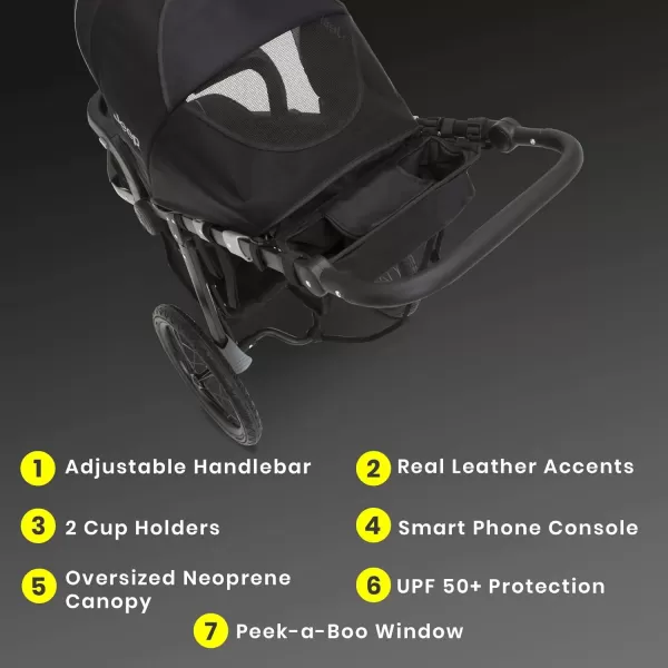 imageJeep Hydro Sport Plus Jogger by Delta Children Includes Car Seat Adapter Black Neoprene Leather