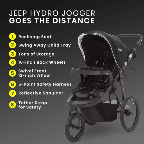 imageJeep Hydro Sport Plus Jogger by Delta Children Includes Car Seat Adapter Black Neoprene Leather
