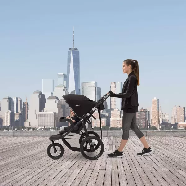 imageJeep Hydro Sport Plus Jogger by Delta Children Includes Car Seat Adapter Black Neoprene Leather